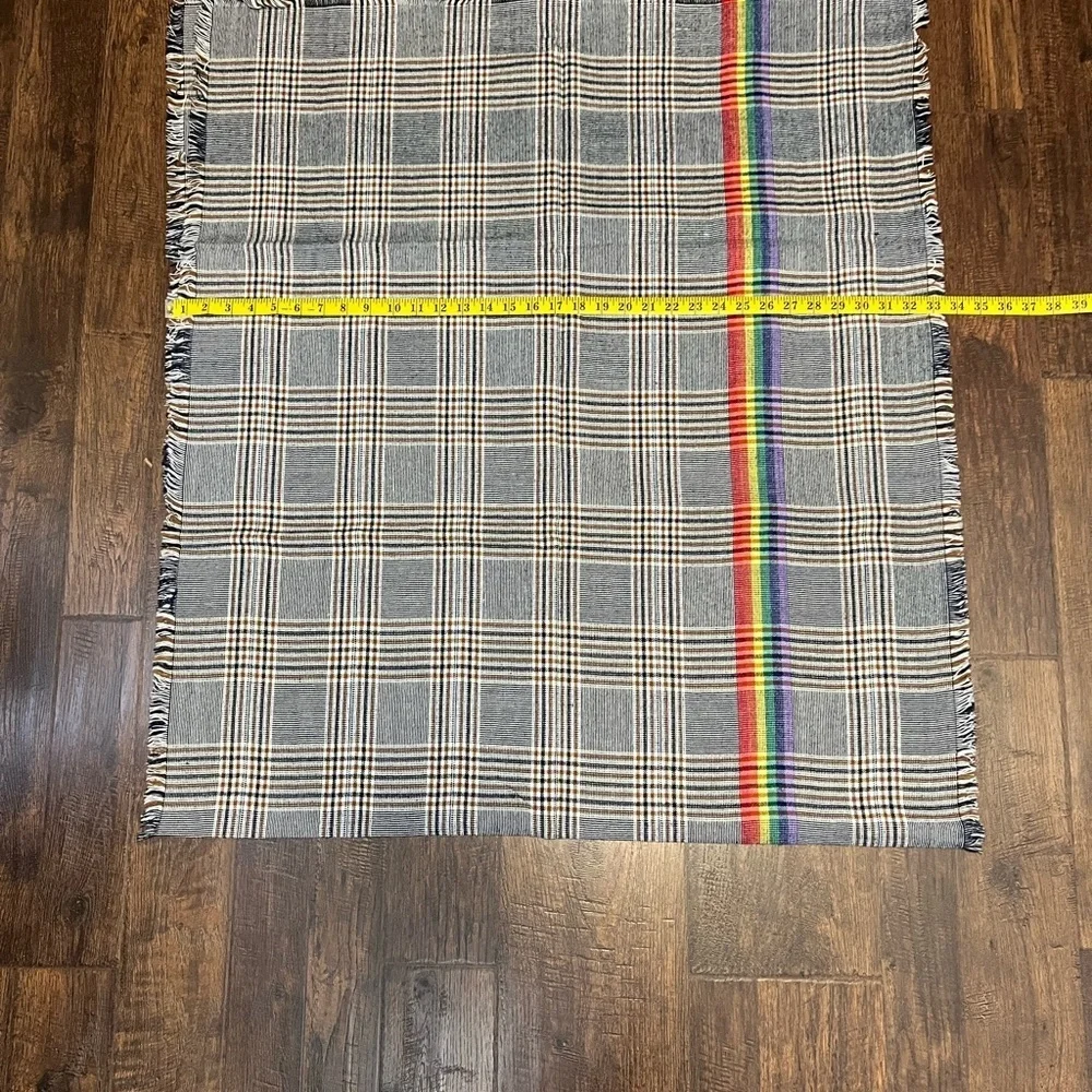 Rainbow Stripe Plaid Winter Versatile Scarf Multicolor